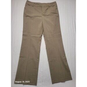 Liz & Co Stretch Khaki Houndstooth Straight Leg Pants Womens 12 EUC
